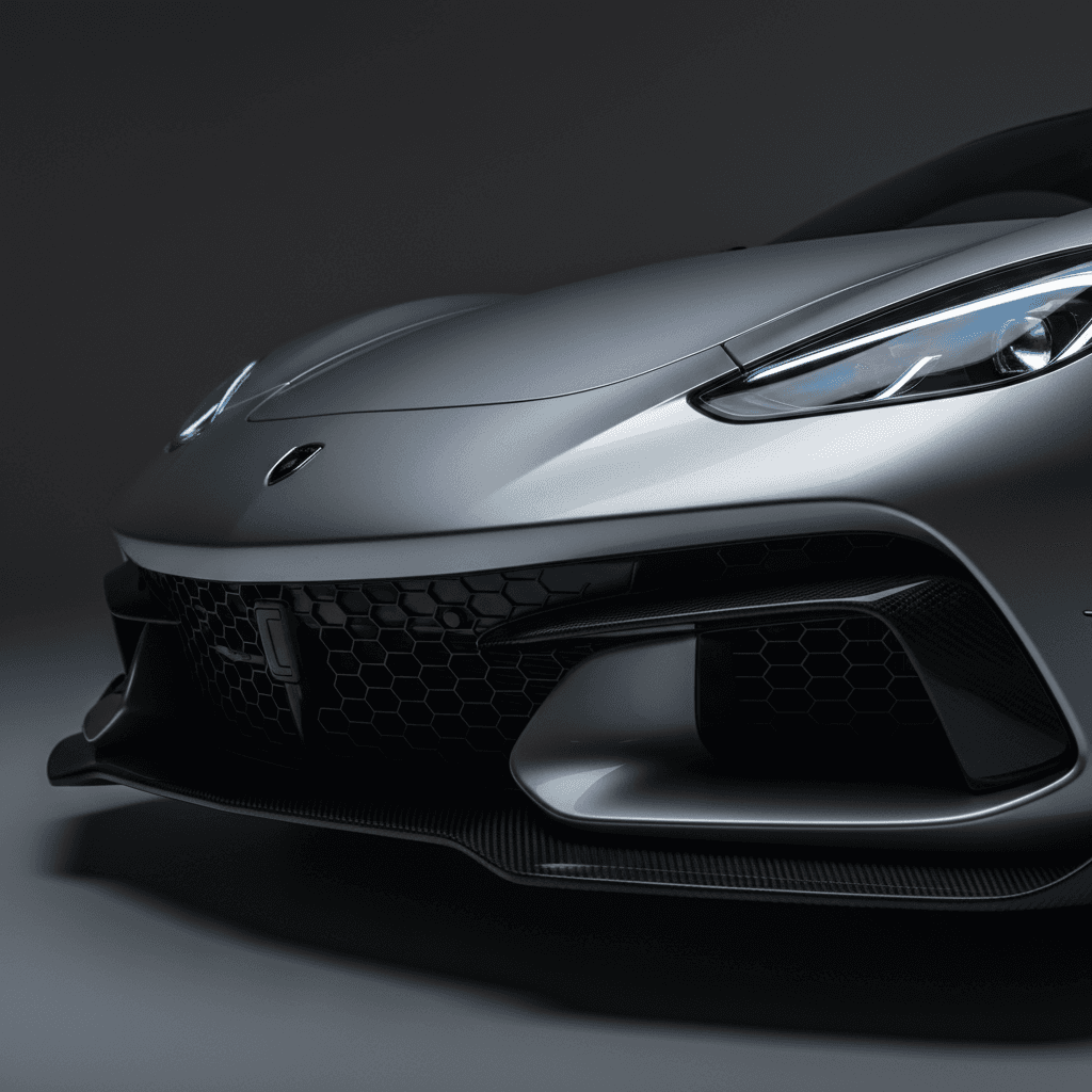 Close-up of a performance sports car headlight