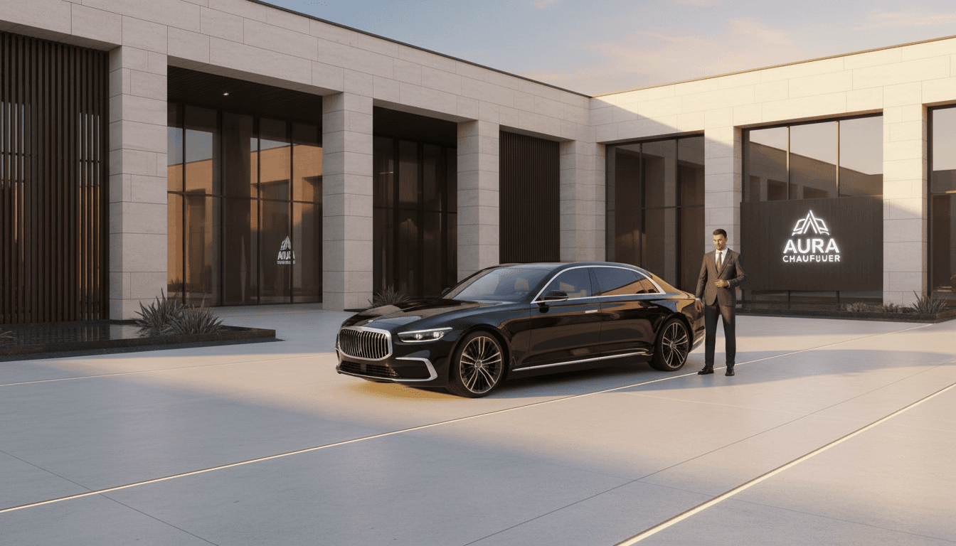 Black luxury sedan parked on a London street at dusk