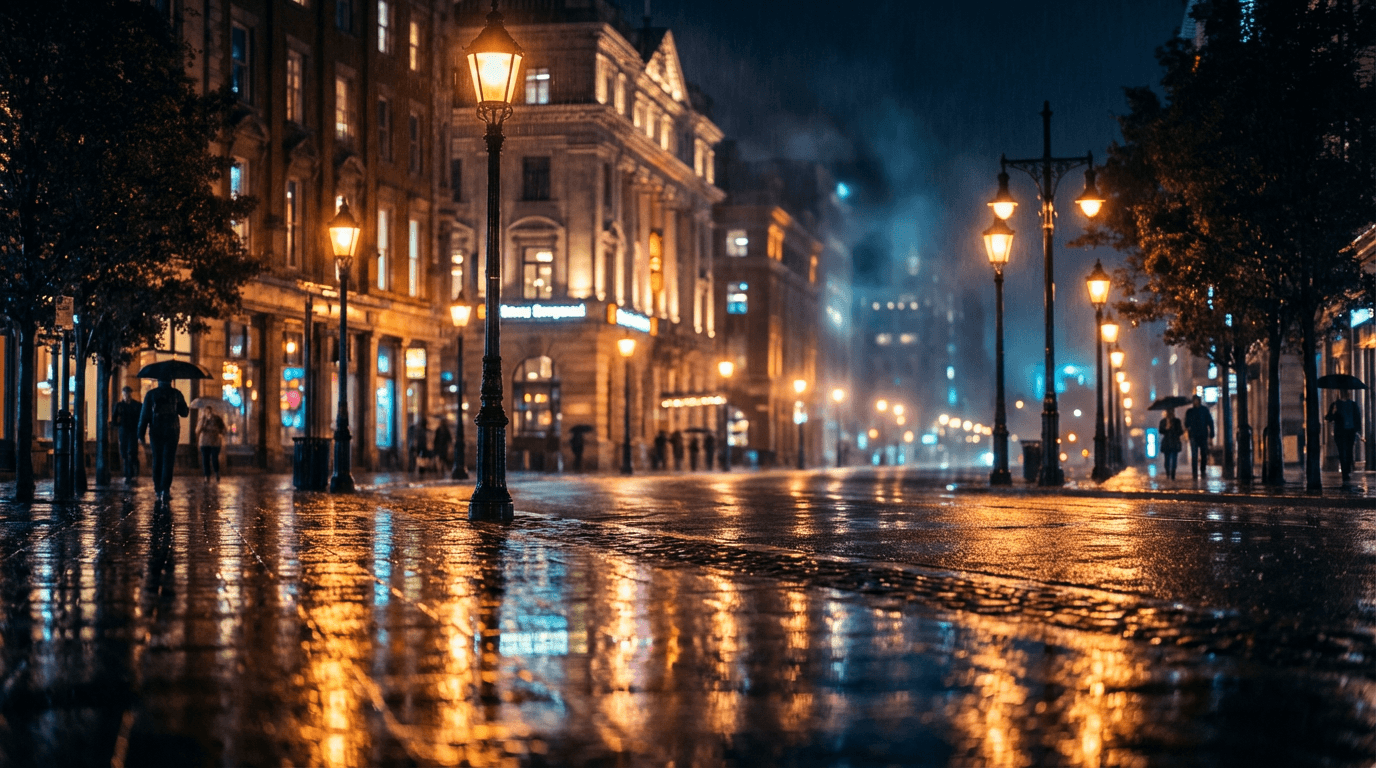 Luxury performance car parked on a London street at dusk